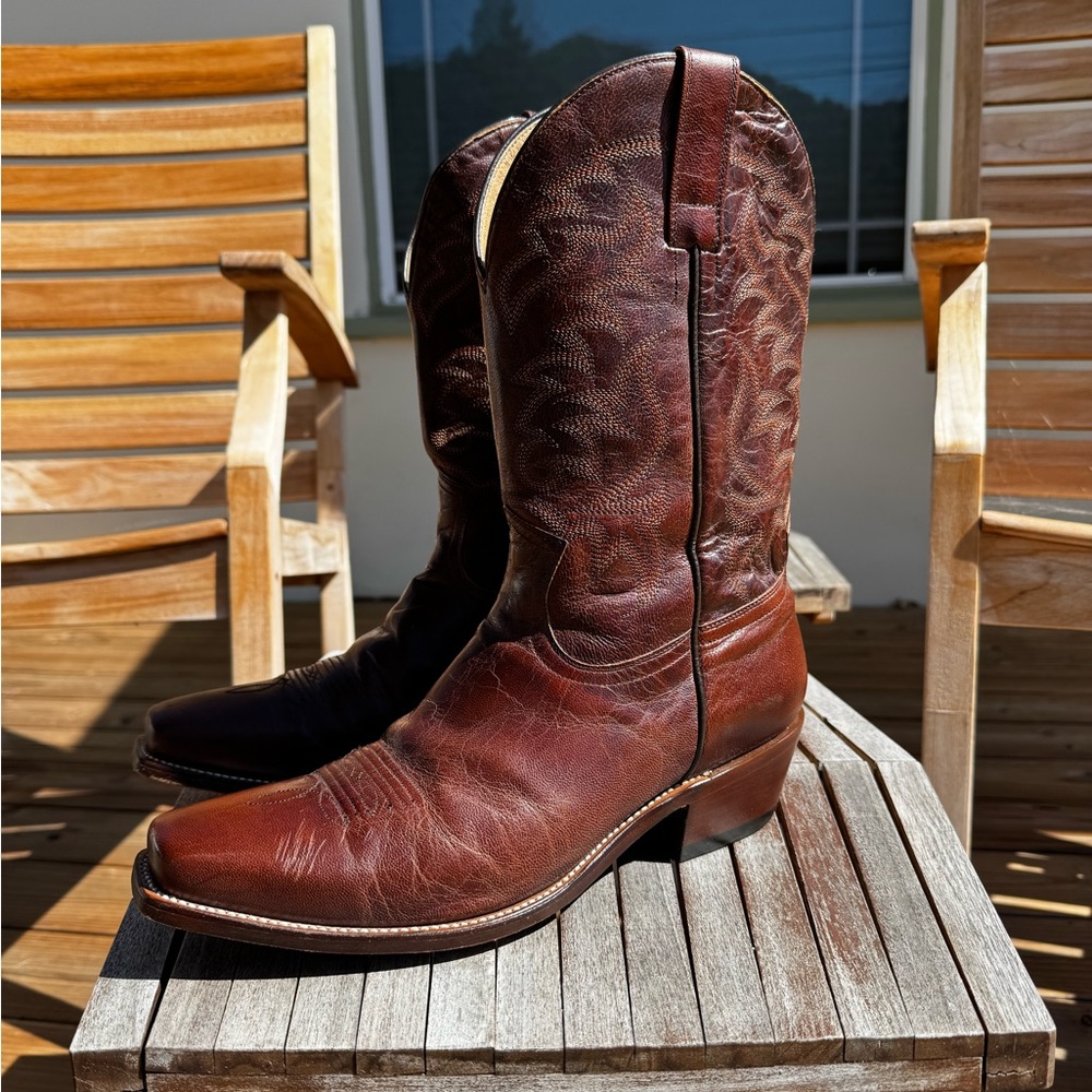 Men's Leather Cowboy Boots - Size 10.5